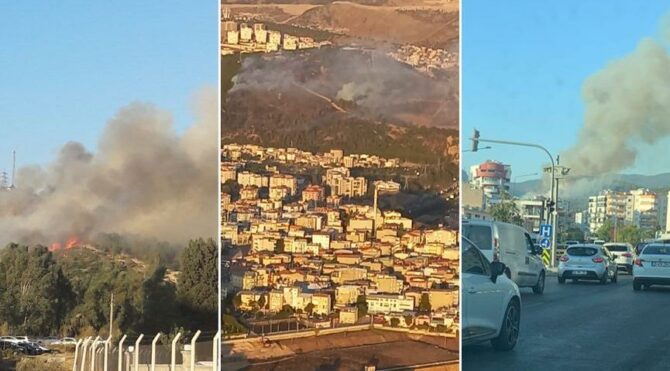 İzmir’de yerleşim yerlerine yakın alanda yangın